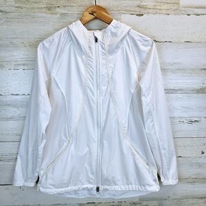 Athleta Catalina Aero Hooded Jacket Small White Lightweight Packable Activewear